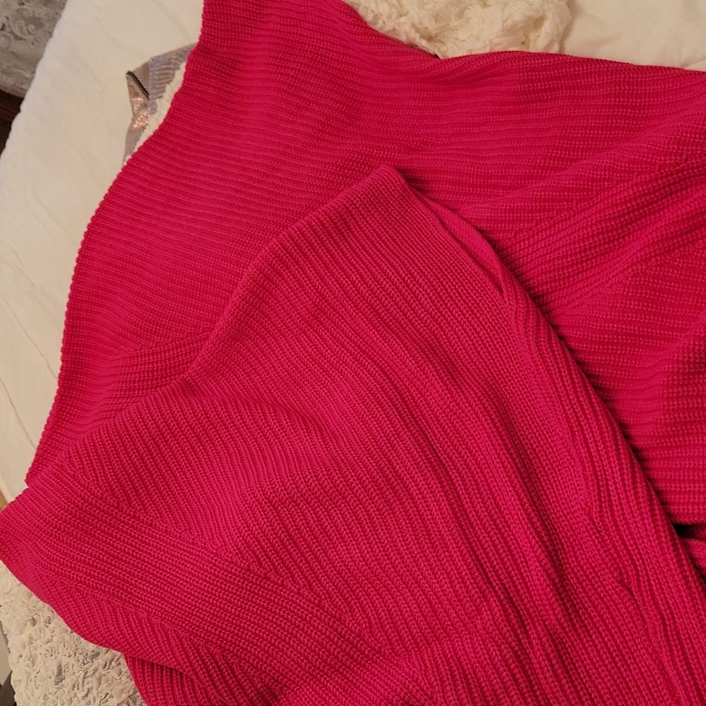 Hot hot pink dolman sleeved sweater